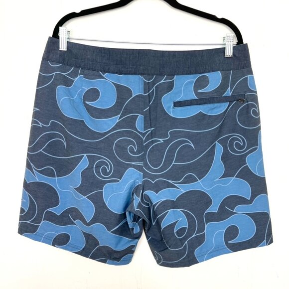 Fair Harbor Blue Print Board Shorts Drawstring 34 Waist zq - Picture 4 of 4